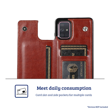 Samsung Galaxy A71 5G Compatible Case Cover With Leather Wallet - Rose Gold